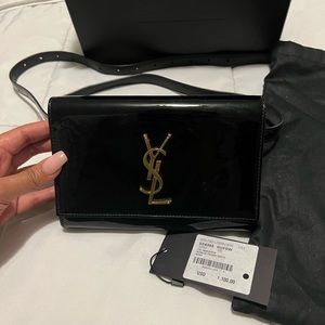 Aunthentic black patent YSL belt bag
